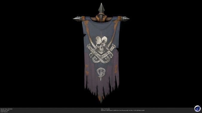Stylized War Flag 3D Model - AI Low-poly 3D model
