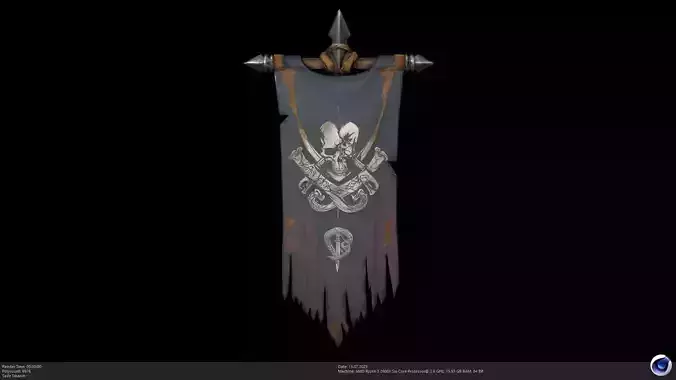 Stylized War Flag 3D Model - AI Low-poly 3D model