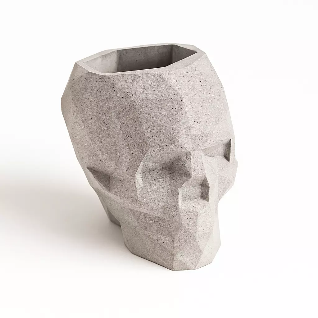 Vase Mold Low Poly Skull 3D print model_0