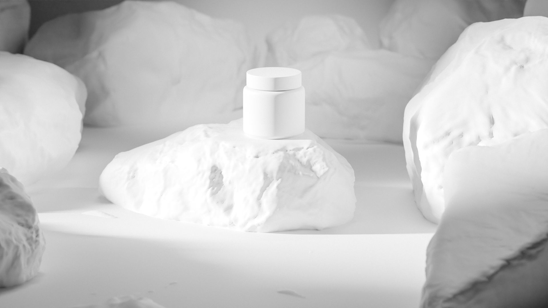 Black Cosmetic Jar on Rock Podium Low-poly 3D model_16