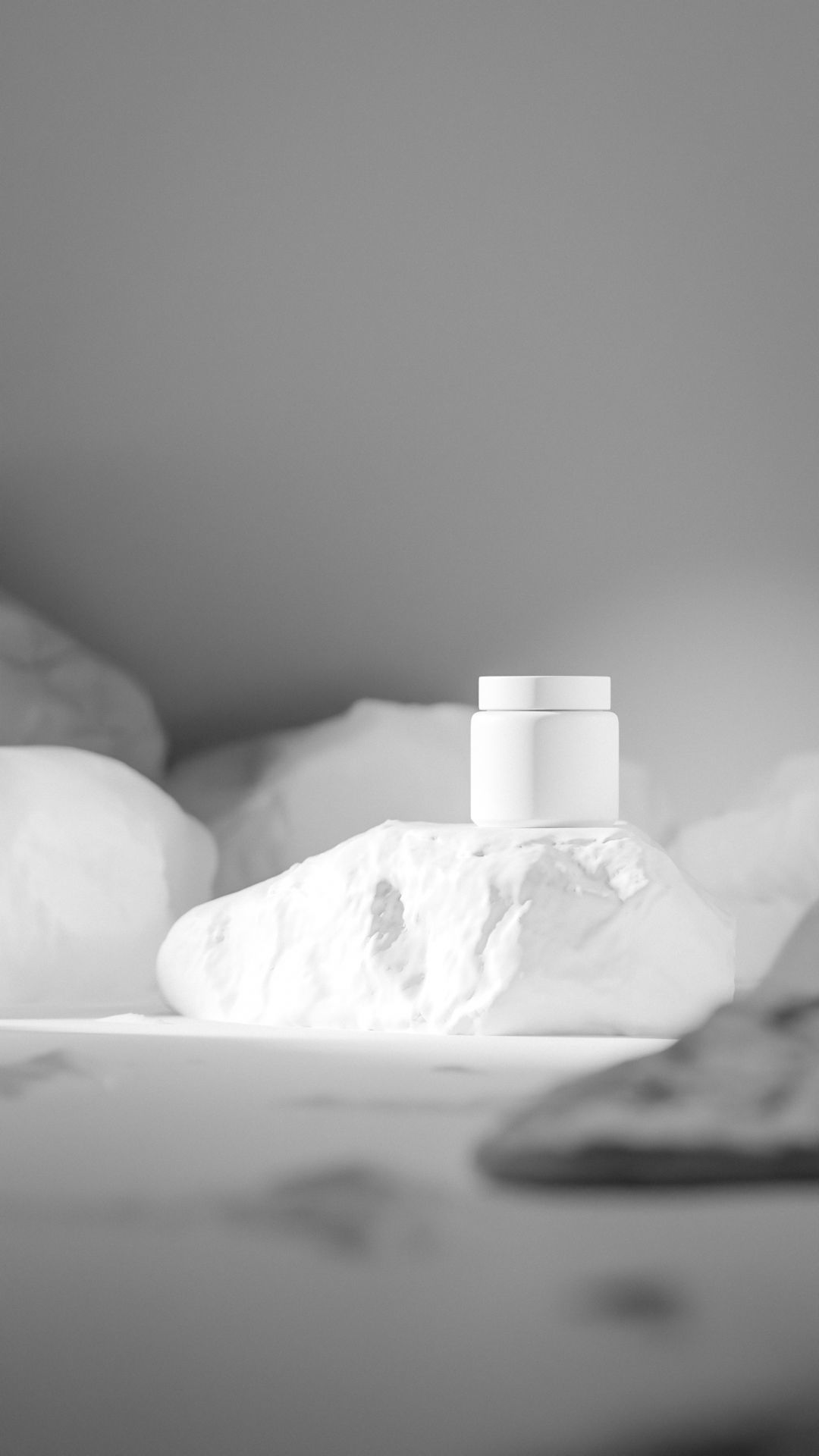 Black Cosmetic Jar on Rock Podium Low-poly 3D model_30