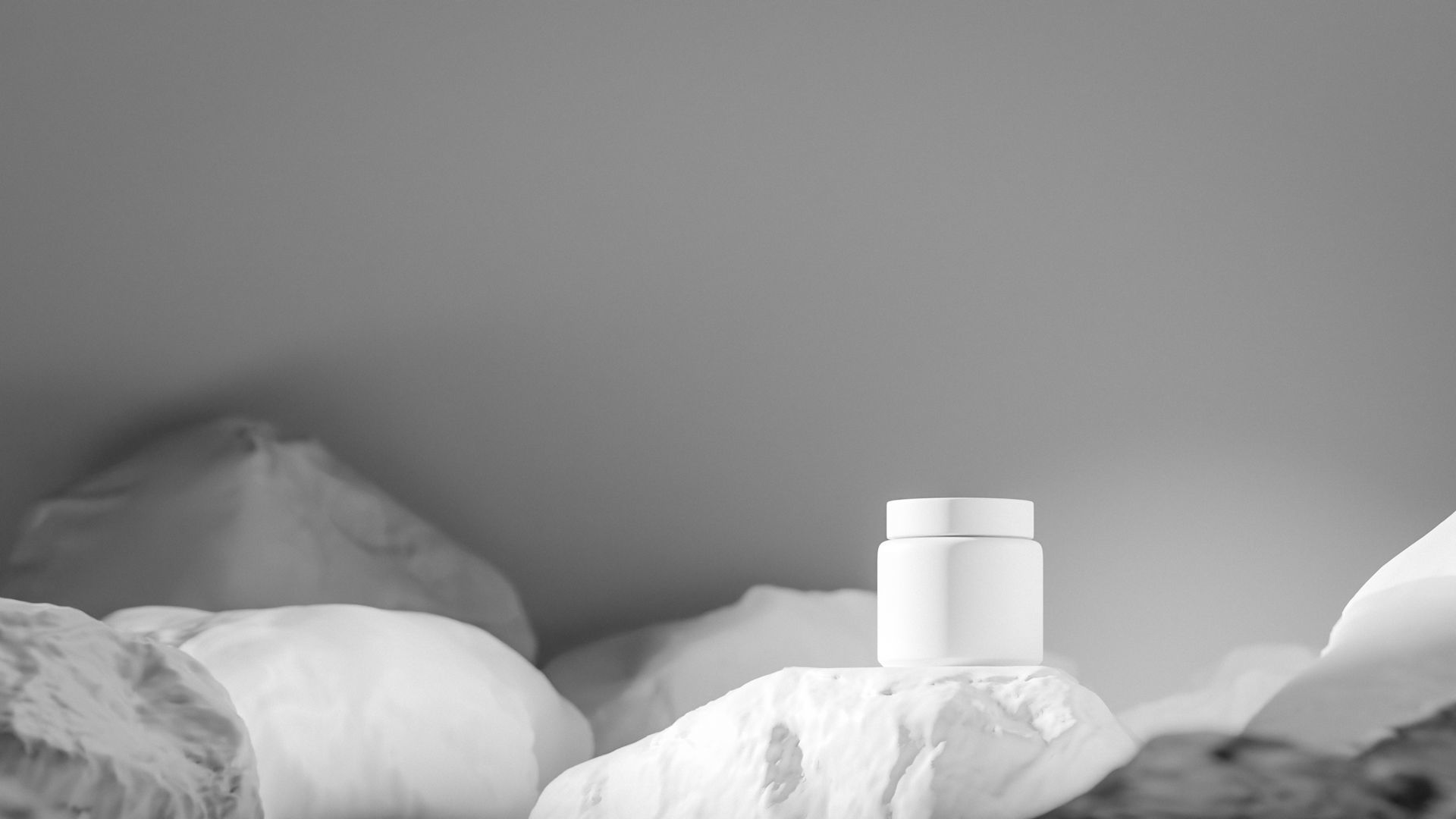 Black Cosmetic Jar on Rock Podium Low-poly 3D model_15