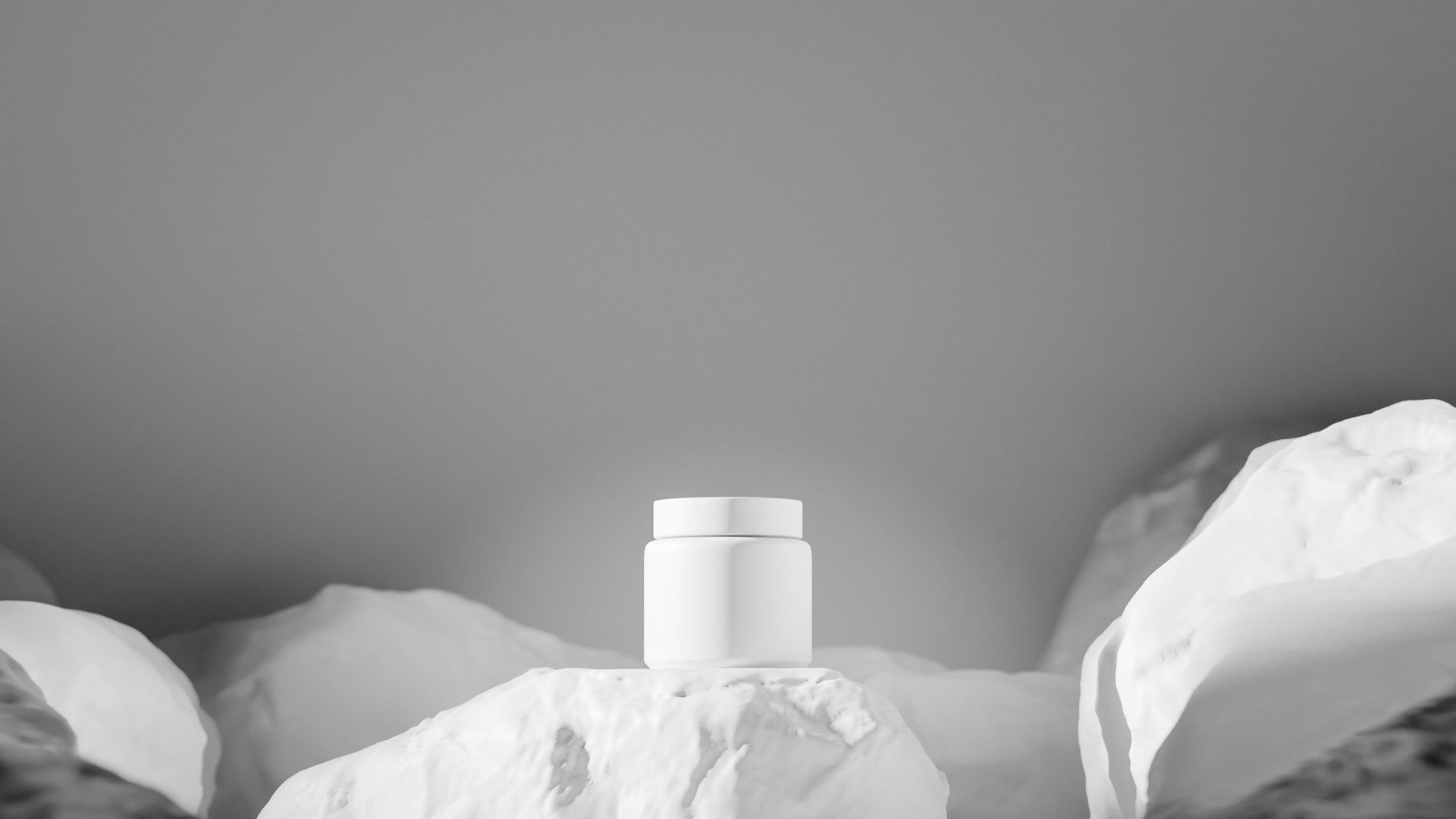 Black Cosmetic Jar on Rock Podium Low-poly 3D model_13