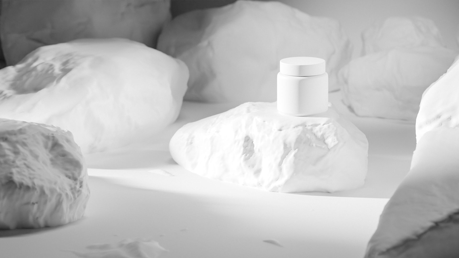 Black Cosmetic Jar on Rock Podium Low-poly 3D model_18