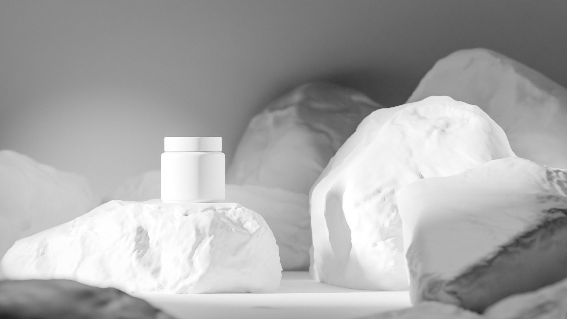 Black Cosmetic Jar on Rock Podium Low-poly 3D model_11