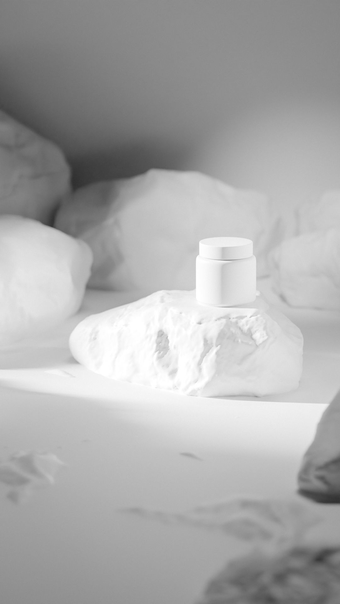 Black Cosmetic Jar on Rock Podium Low-poly 3D model_36