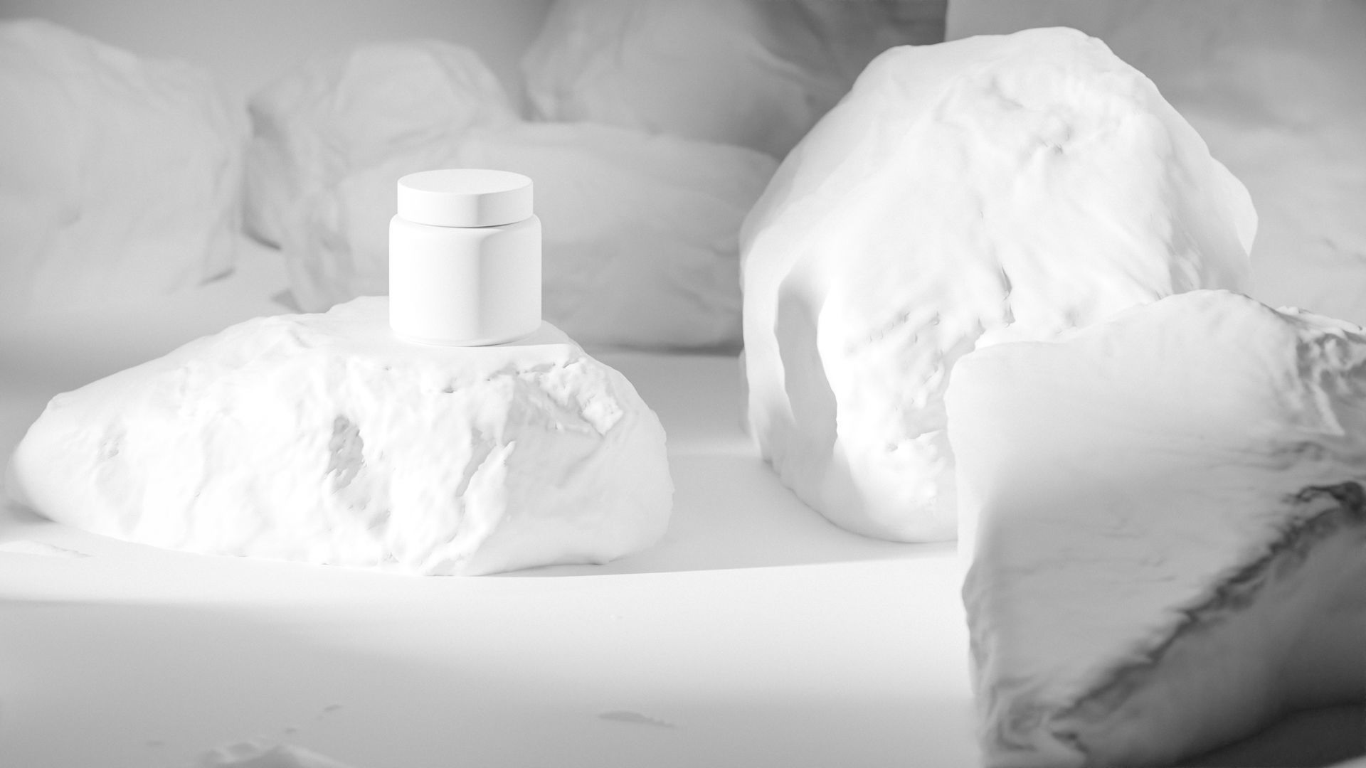 Black Cosmetic Jar on Rock Podium Low-poly 3D model_17