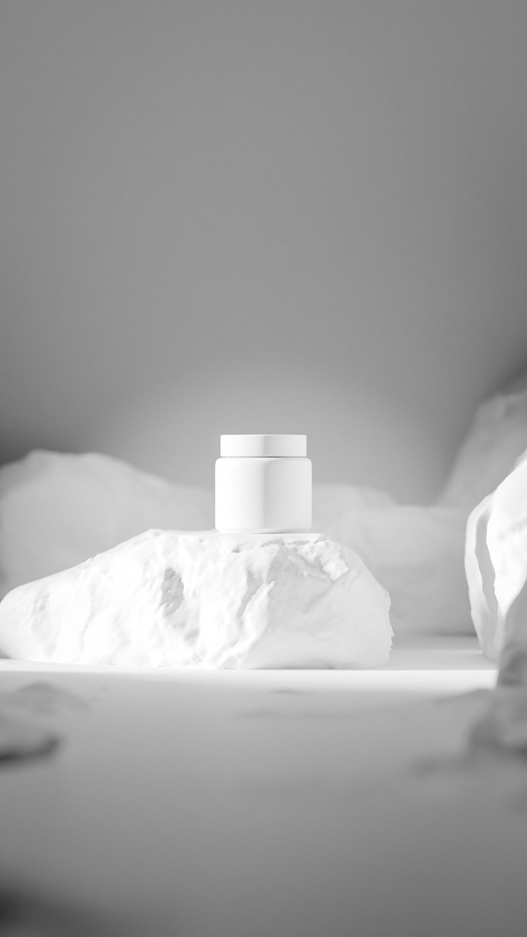 Black Cosmetic Jar on Rock Podium Low-poly 3D model_28