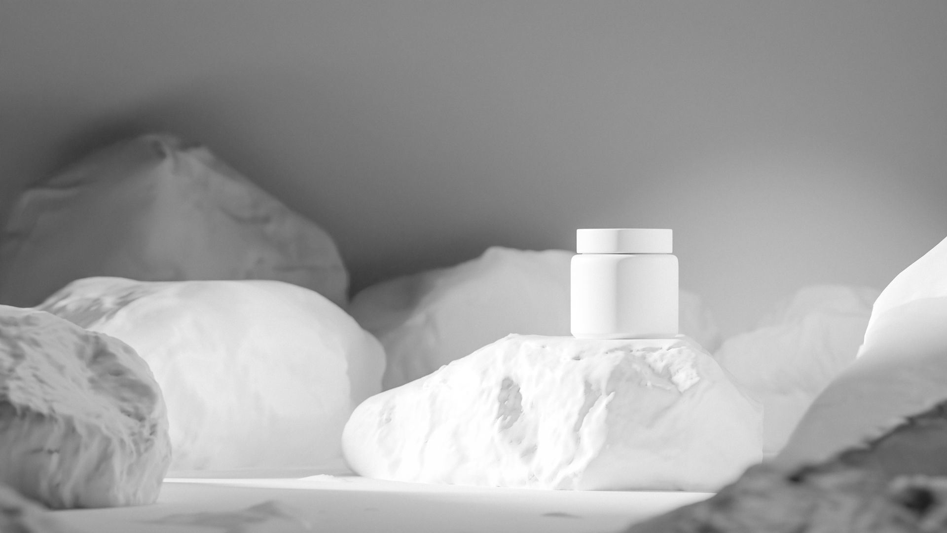 Black Cosmetic Jar on Rock Podium Low-poly 3D model_12