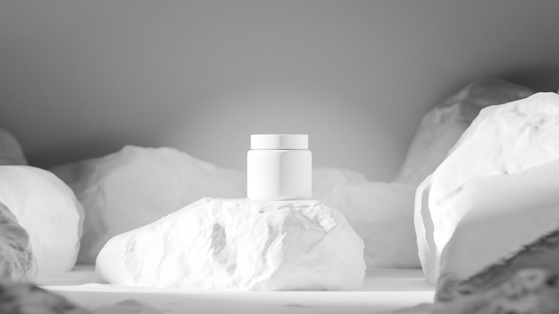 Black Cosmetic Jar on Rock Podium Low-poly 3D model_10