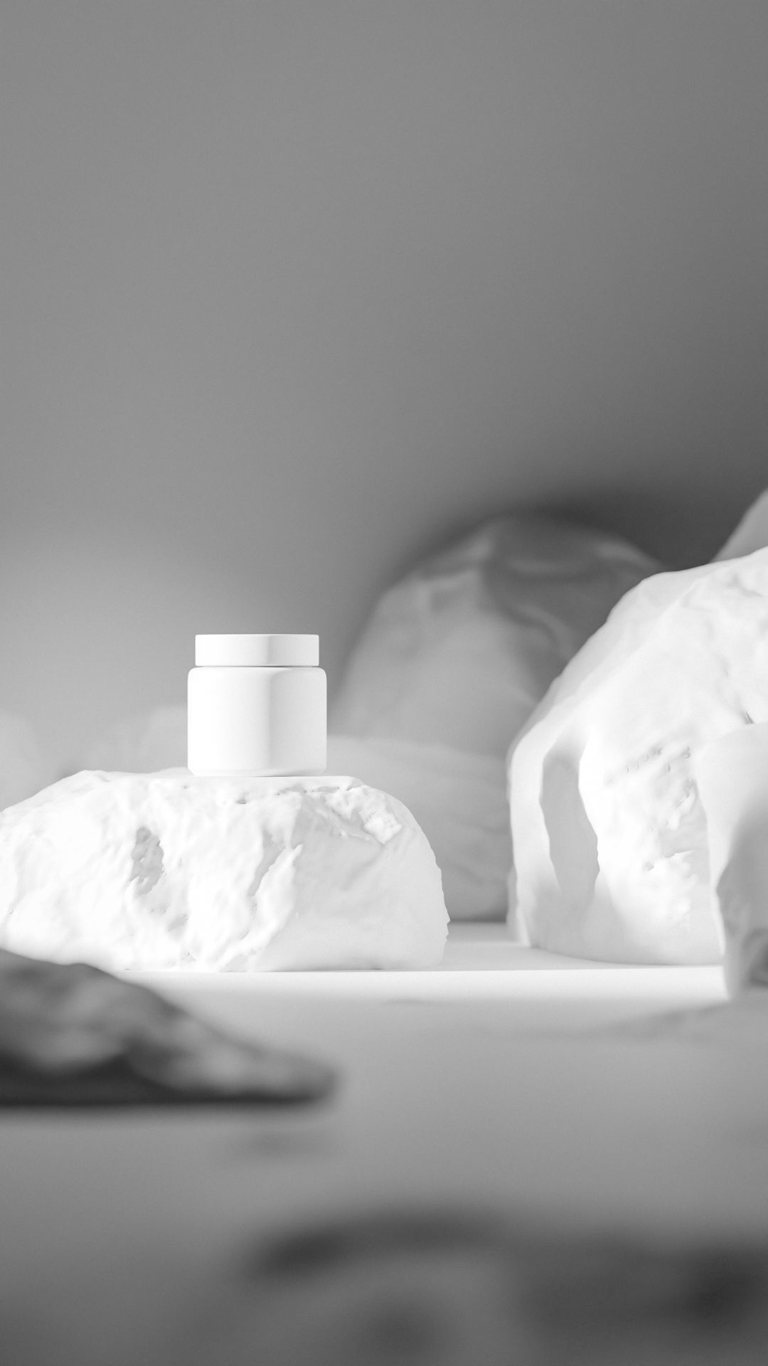 Black Cosmetic Jar on Rock Podium Low-poly 3D model_29