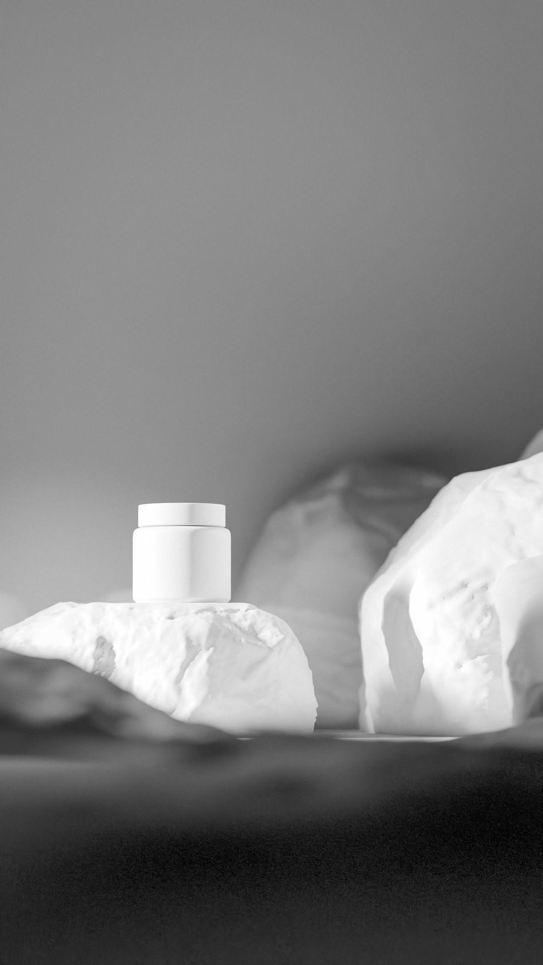 Black Cosmetic Jar on Rock Podium Low-poly 3D model_32