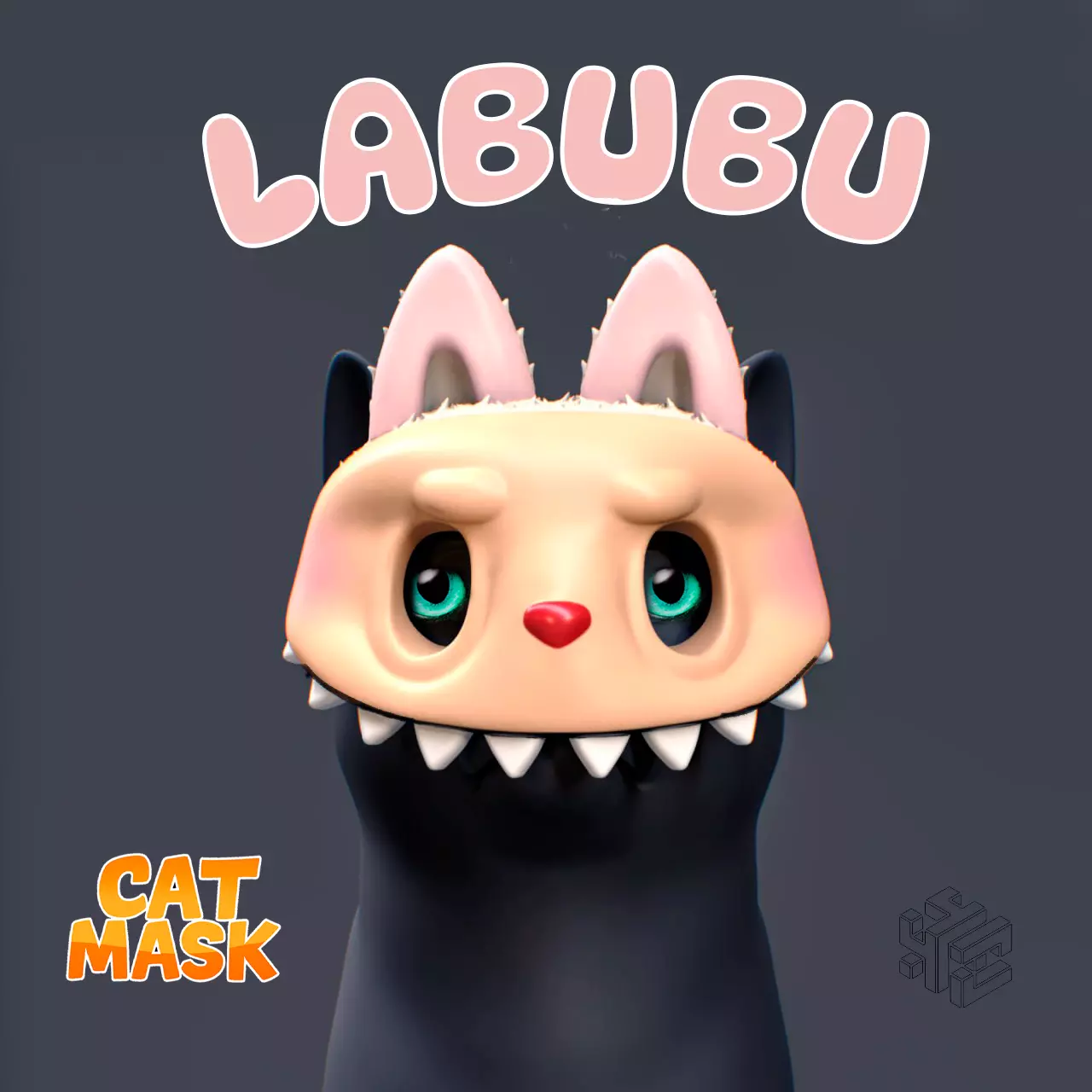 Labubu Style Cat Mask Stylized 3D Print Model for Toys Animals 3D print model_0