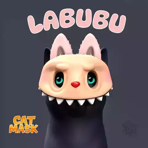 Labubu Style Cat Mask Stylized 3D Print Model for Toys  Animals 