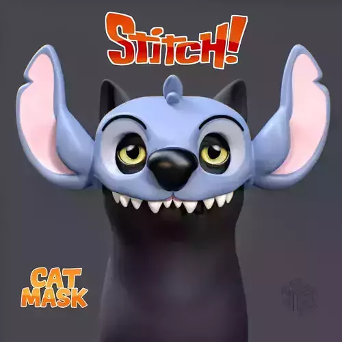 Stitch Cat Mask Fun Cartoon Animal Head for 3D Print 3D print model