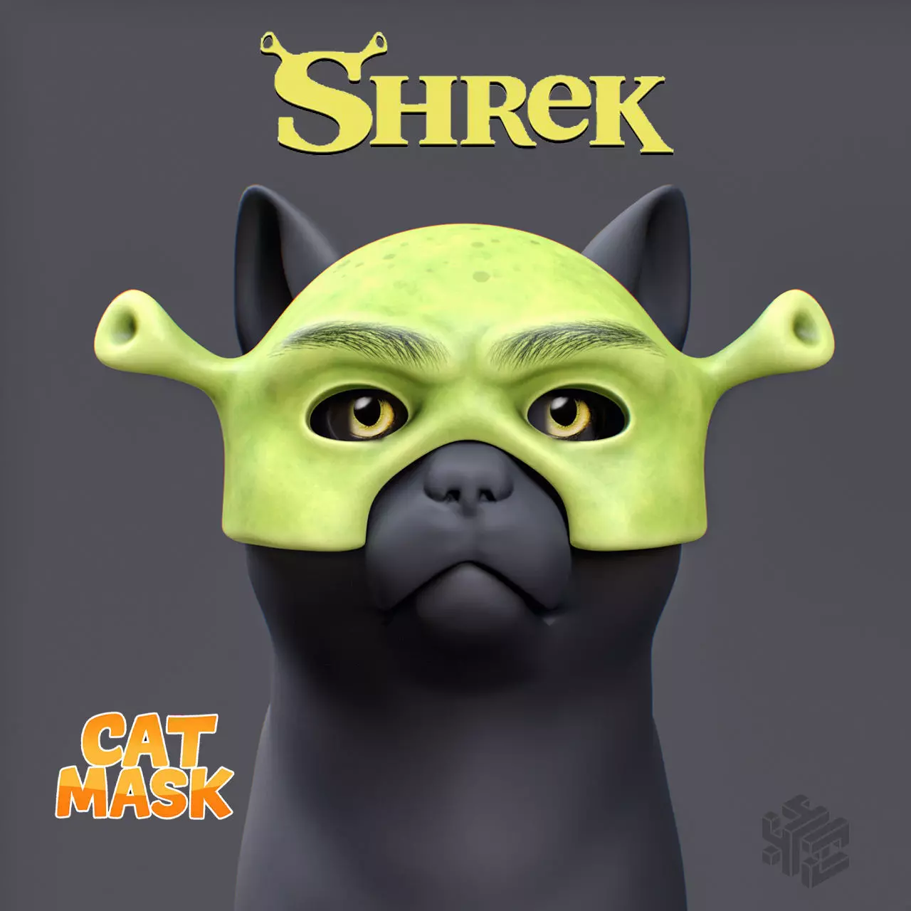 3D Shrek Cat Mask Helmet Funny Pet Cosplay Accessory  3D print model_0
