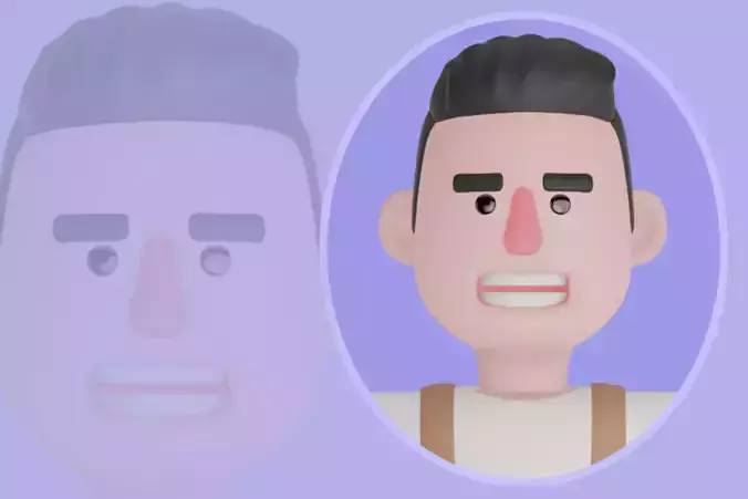 Stylized 3D Male Barista Character - Cartoon Coffee Staff