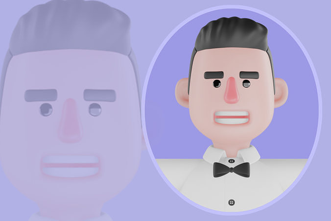 Stylized 3D Male Bartender Character - Cartoon Bar Staff 3D model