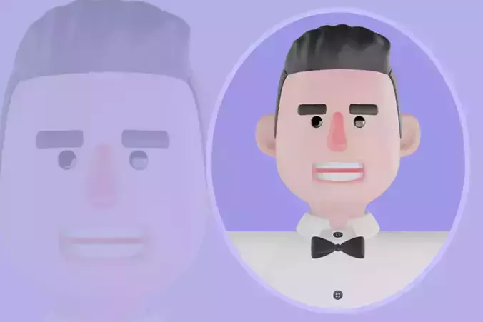 Stylized 3D Male Bartender Character - Cartoon Bar Staff