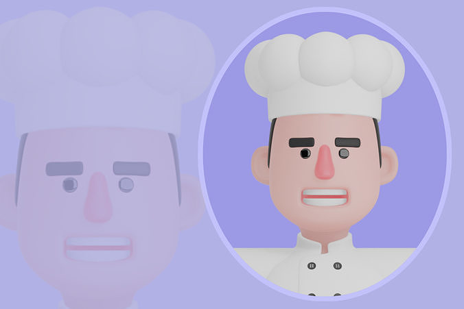 Stylized 3D Male Baker Character - Cartoon Pastry Chef 3D model