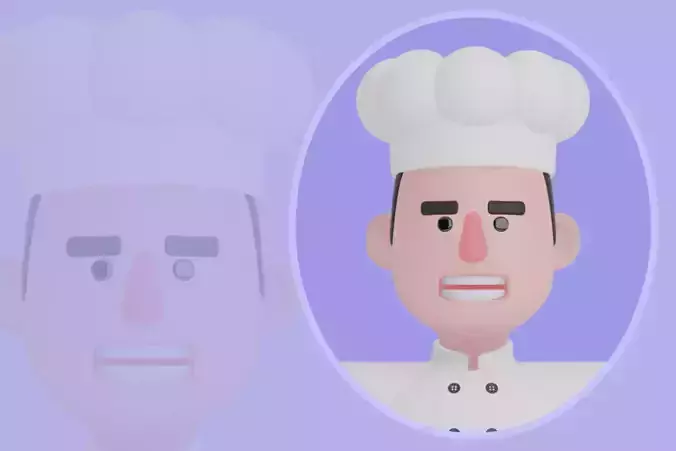 Stylized 3D Male Baker Character - Cartoon Pastry Chef