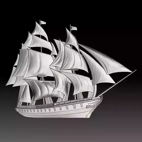 Sailing Ship Bas-Relief for CNC