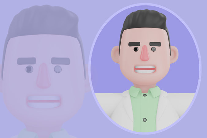 Stylized 3D Male Nutritionist Character - Cartoon Health Expert 3D model