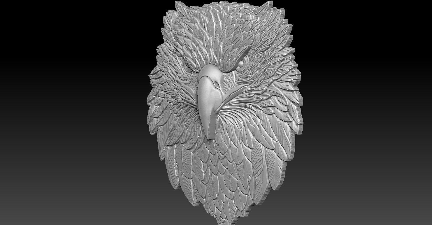 4 Eagle Head CNC Relief Model 3D print model_2