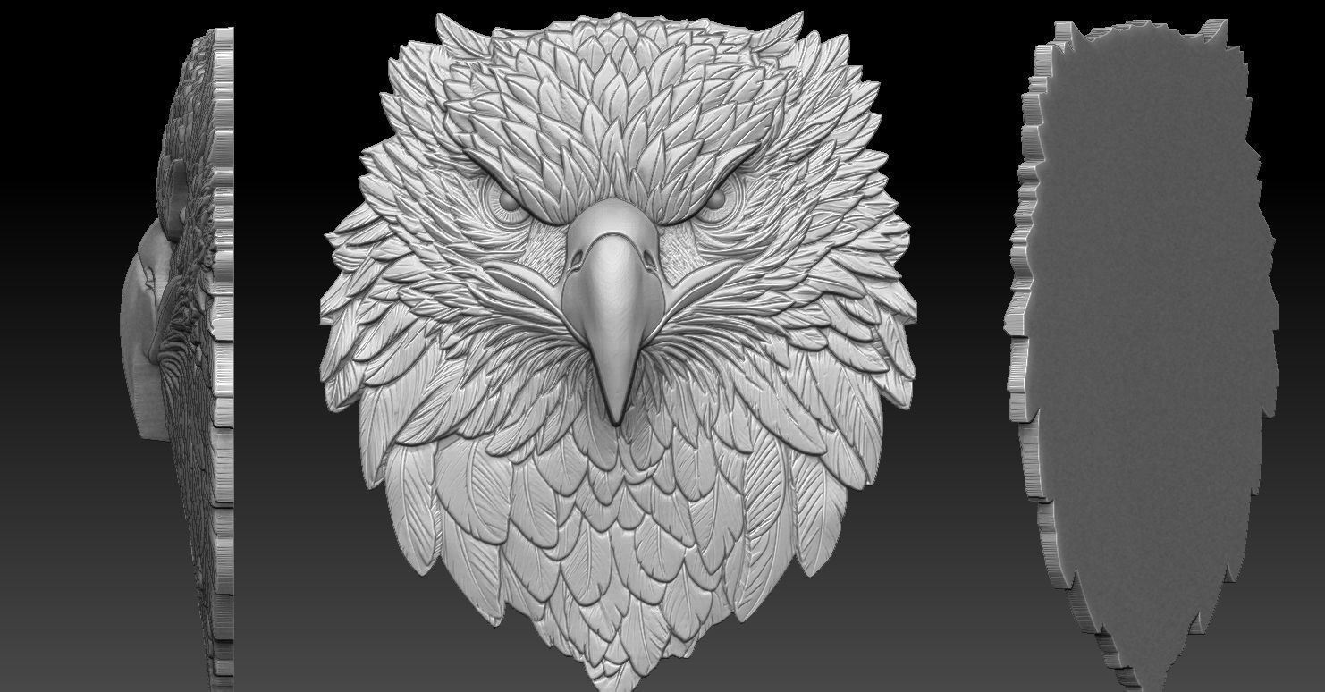 4 Eagle Head CNC Relief Model 3D print model_6