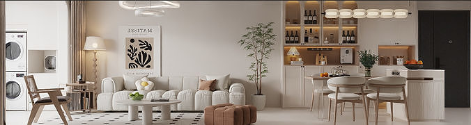 Modern Creamy Style Restaurant 3D model
