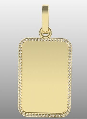 MILITAR TAG PENDANT WITH 1MM STONES MODEL FOR PRODUCTION 3D print model