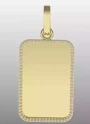 MILITAR TAG PENDANT WITH 1MM STONES MODEL FOR PRODUCTION