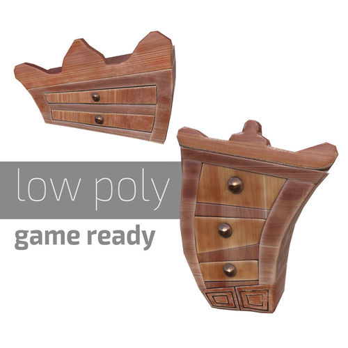 Low Poly Cabinet Commode Low-poly 3D model