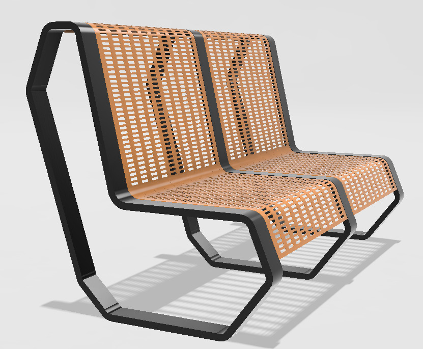 modern park bench 3D model_3