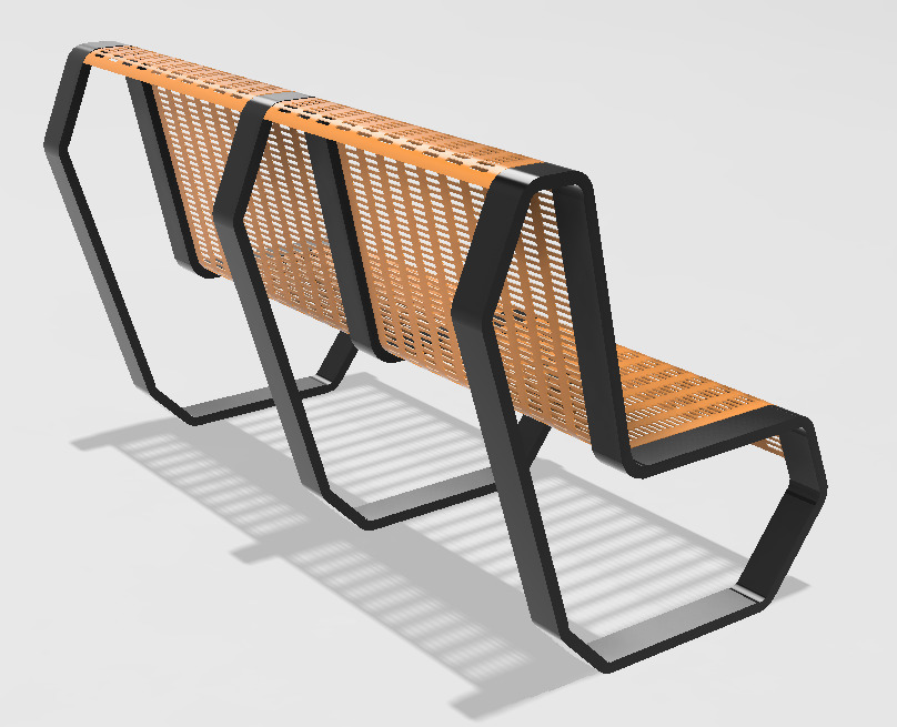 modern park bench 3D model_2