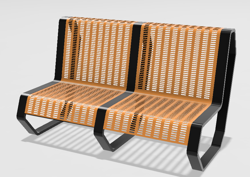 modern park bench 3D model_1