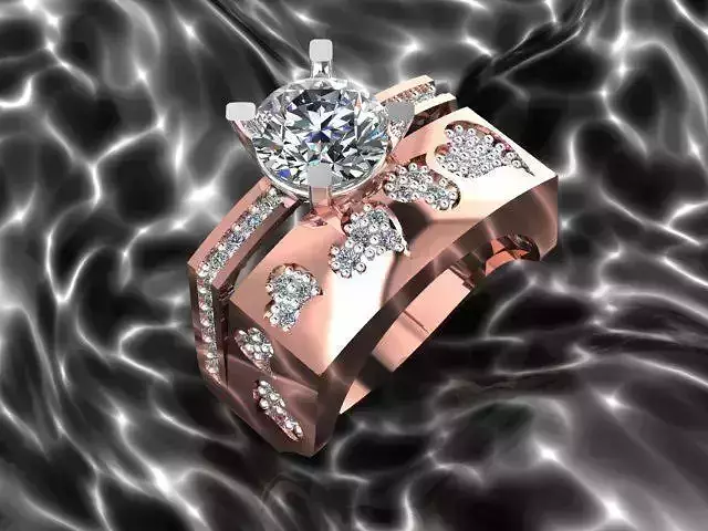 Ring rose gold engagement with diamonds