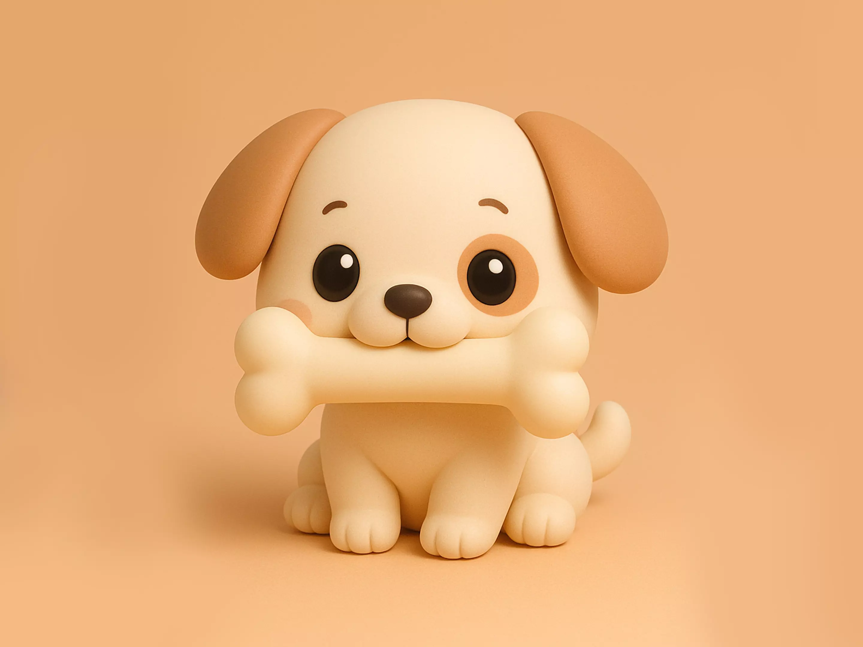 Adorable Dog with Bone 3D print model_0