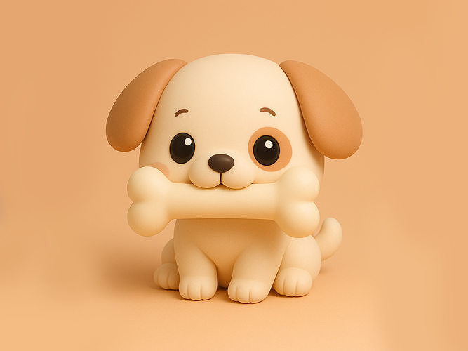  Adorable Dog with Bone  3D print model