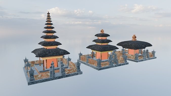 Pura Bali temple indonesian base asset library Low-poly 3D model