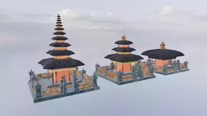 Pura Bali temple indonesian base asset library
