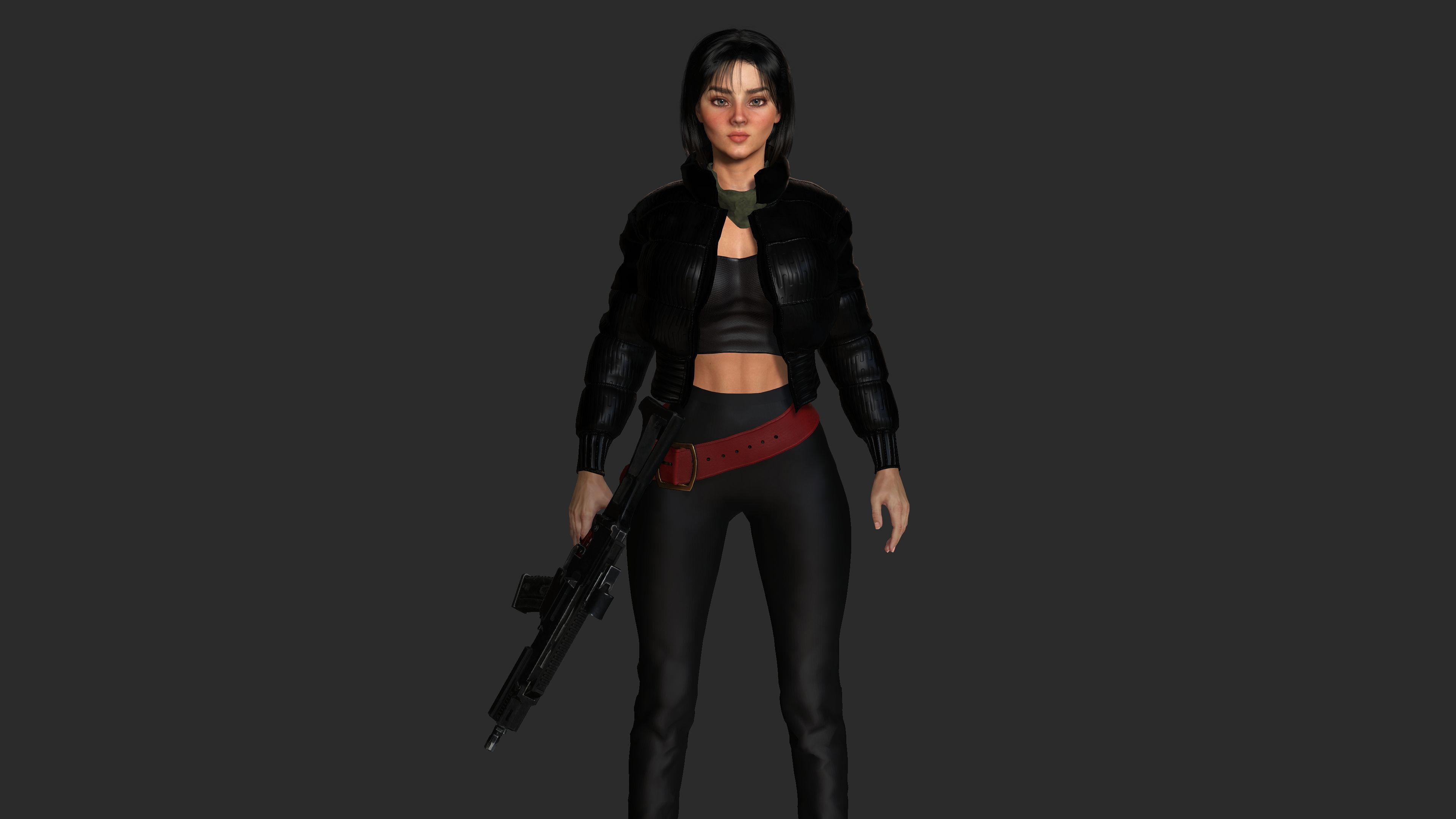 AAA 3D REALISTIC CHARACTER - BEAUTIFUL WOMAN GUN SHOOTER Low-poly 3D model_2