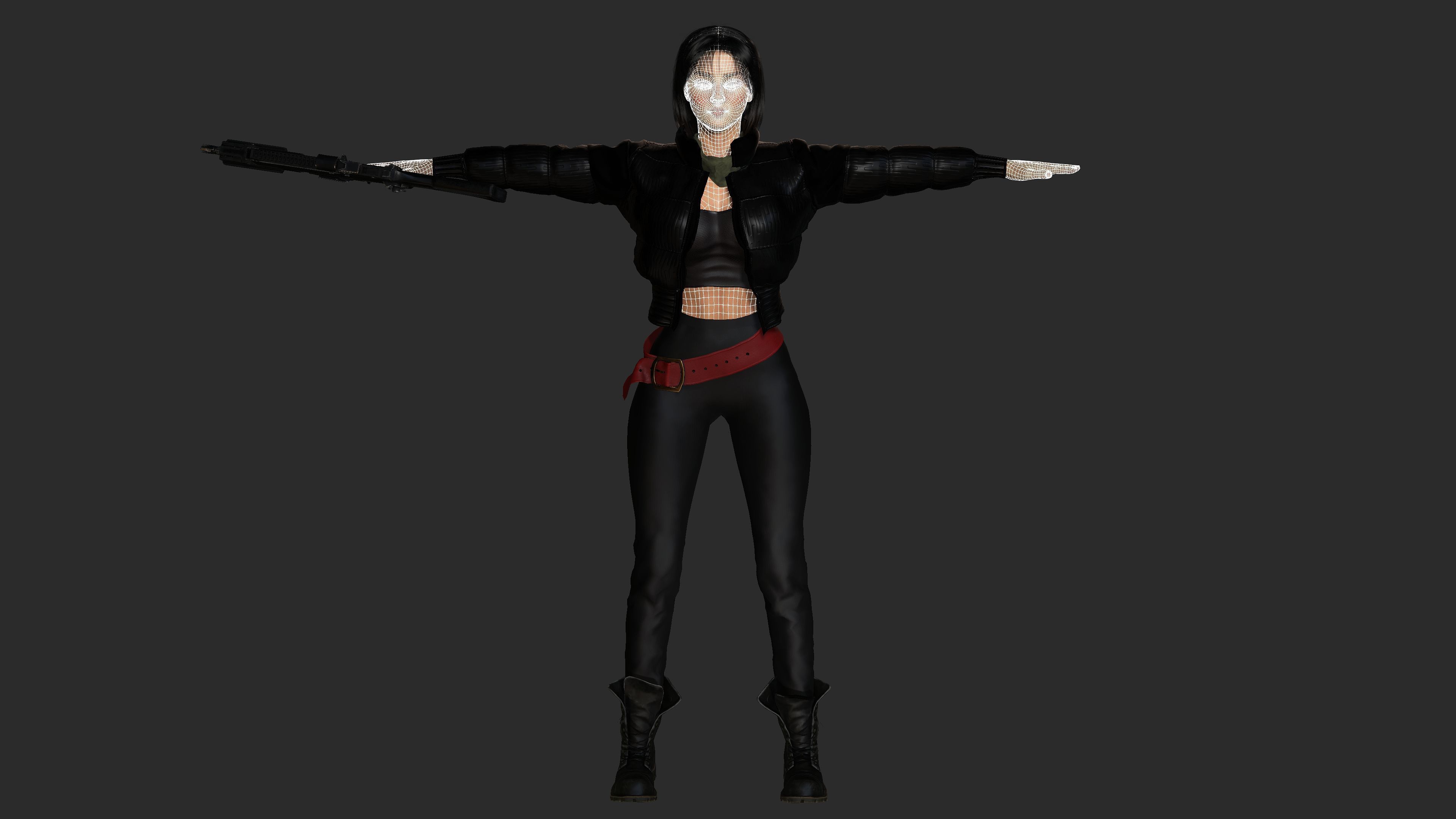 AAA 3D REALISTIC CHARACTER - BEAUTIFUL WOMAN GUN SHOOTER Low-poly 3D model_14