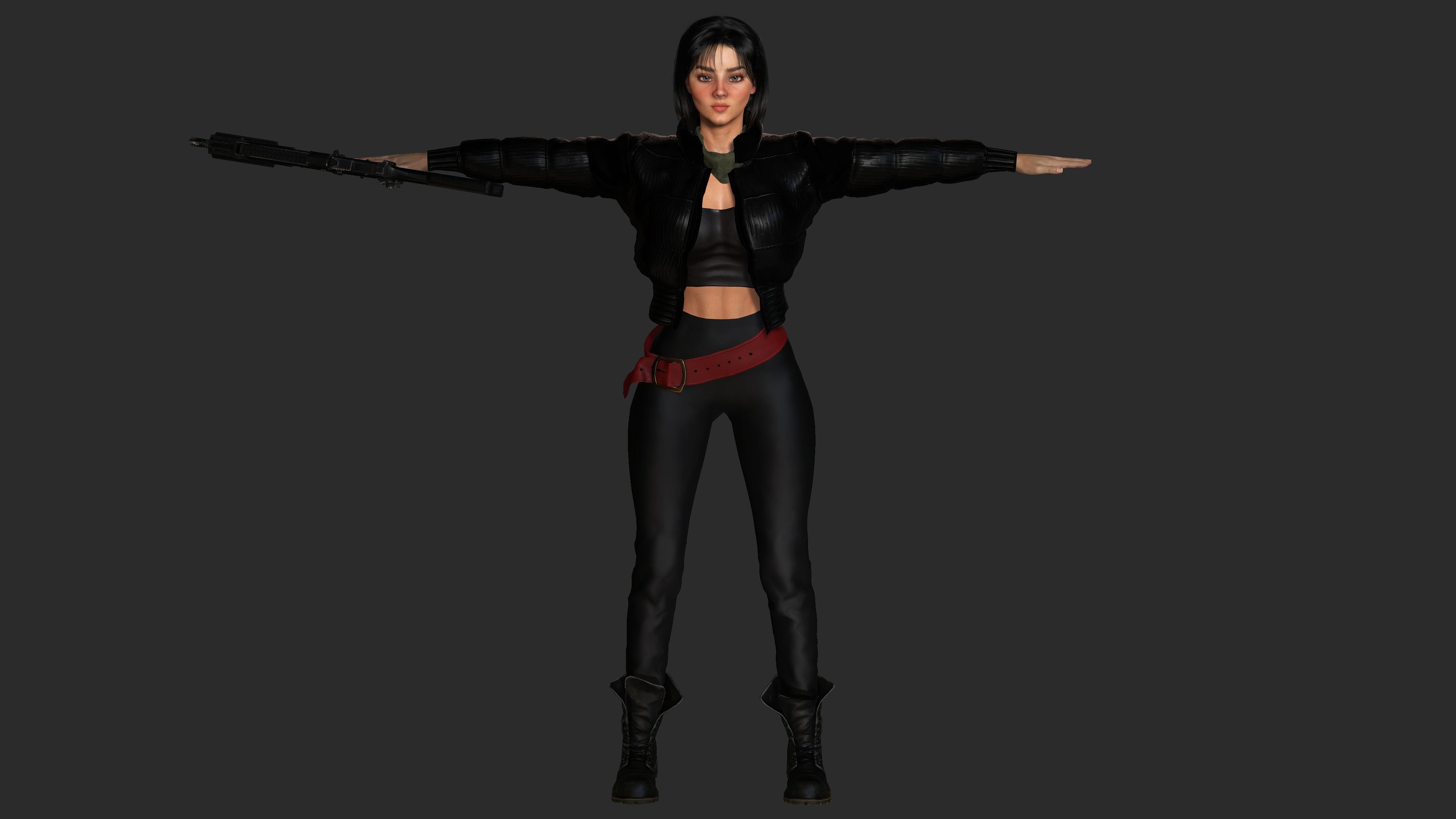 AAA 3D REALISTIC CHARACTER - BEAUTIFUL WOMAN GUN SHOOTER Low-poly 3D model_12