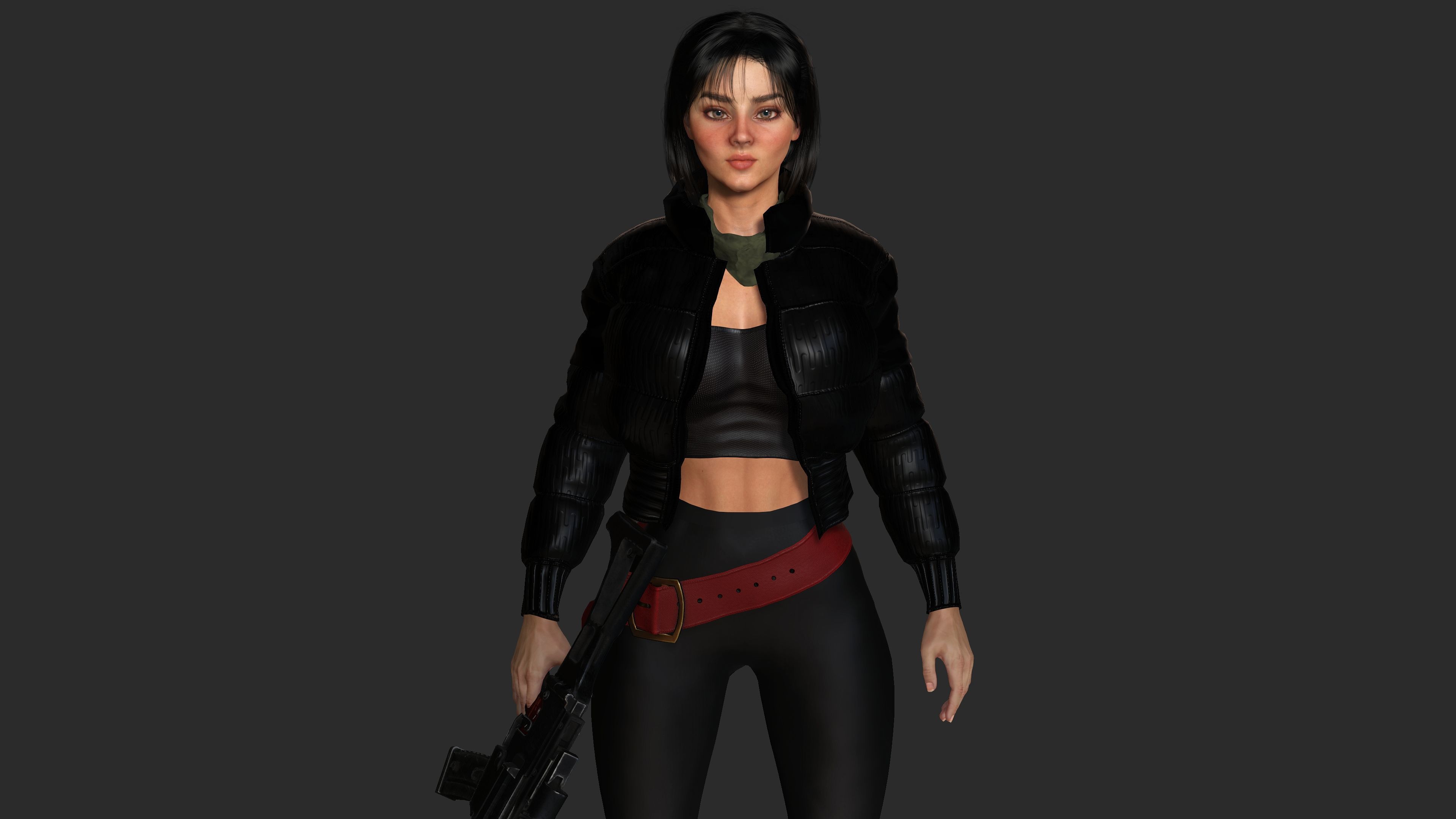 AAA 3D REALISTIC CHARACTER - BEAUTIFUL WOMAN GUN SHOOTER Low-poly 3D model_3