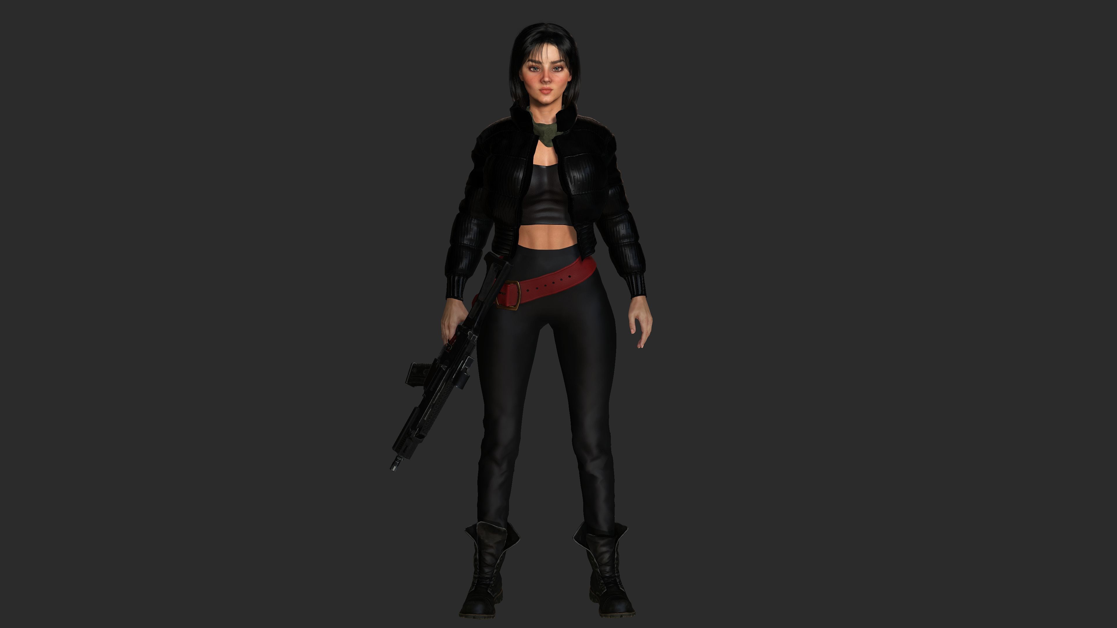 AAA 3D REALISTIC CHARACTER - BEAUTIFUL WOMAN GUN SHOOTER Low-poly 3D model_1