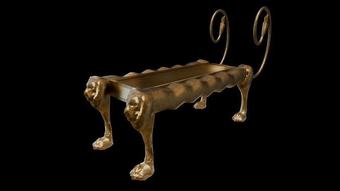 Pure Golden Lion Libation Table for Egyptian Offering  3D model