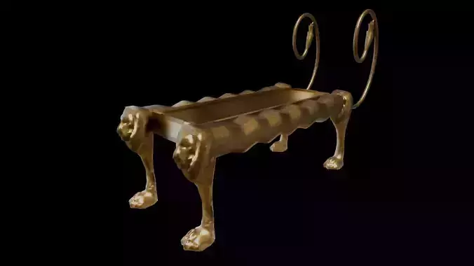 Pure Golden Lion Libation Table for Egyptian Offering  3D model