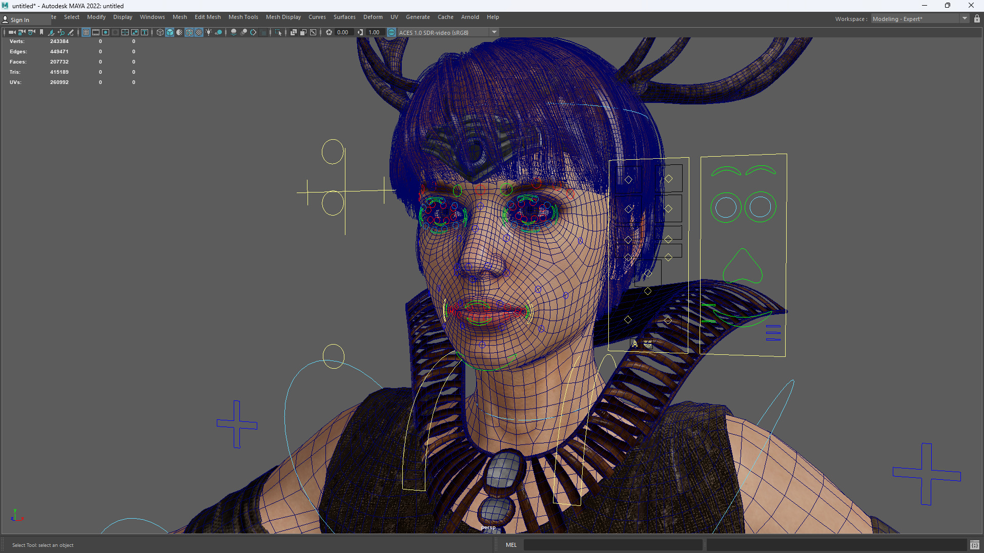 Fantasy Antlered Tribal Girl Wild Huntress Antler Woman Low-poly 3D model_16