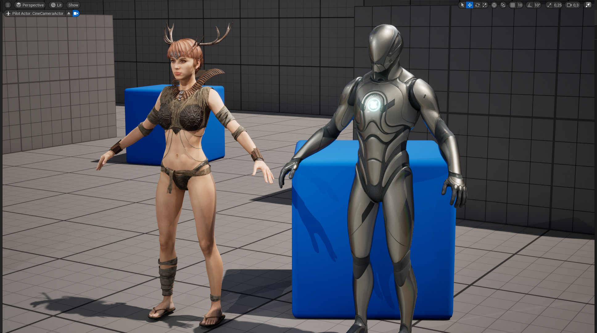 Fantasy Antlered Tribal Girl Wild Huntress Antler Woman Low-poly 3D model_22